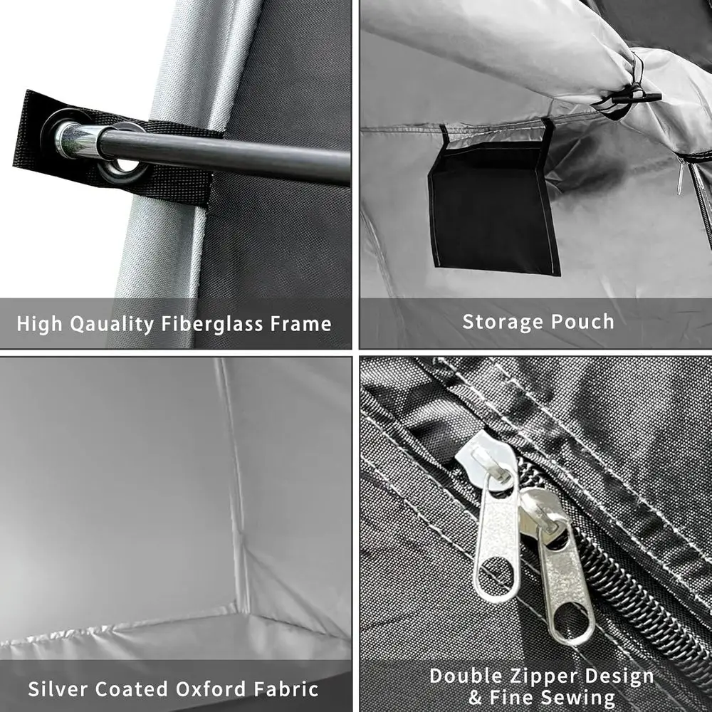 Dimensions and features of the bike storage tent