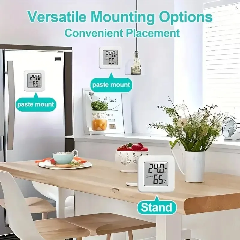 Igrometro Digitale e Termometro per Interni, Misuratore di Temperatura con Display LCD, Mini Stazione Meteorologica con Sensore per Casa e Animali Domestici