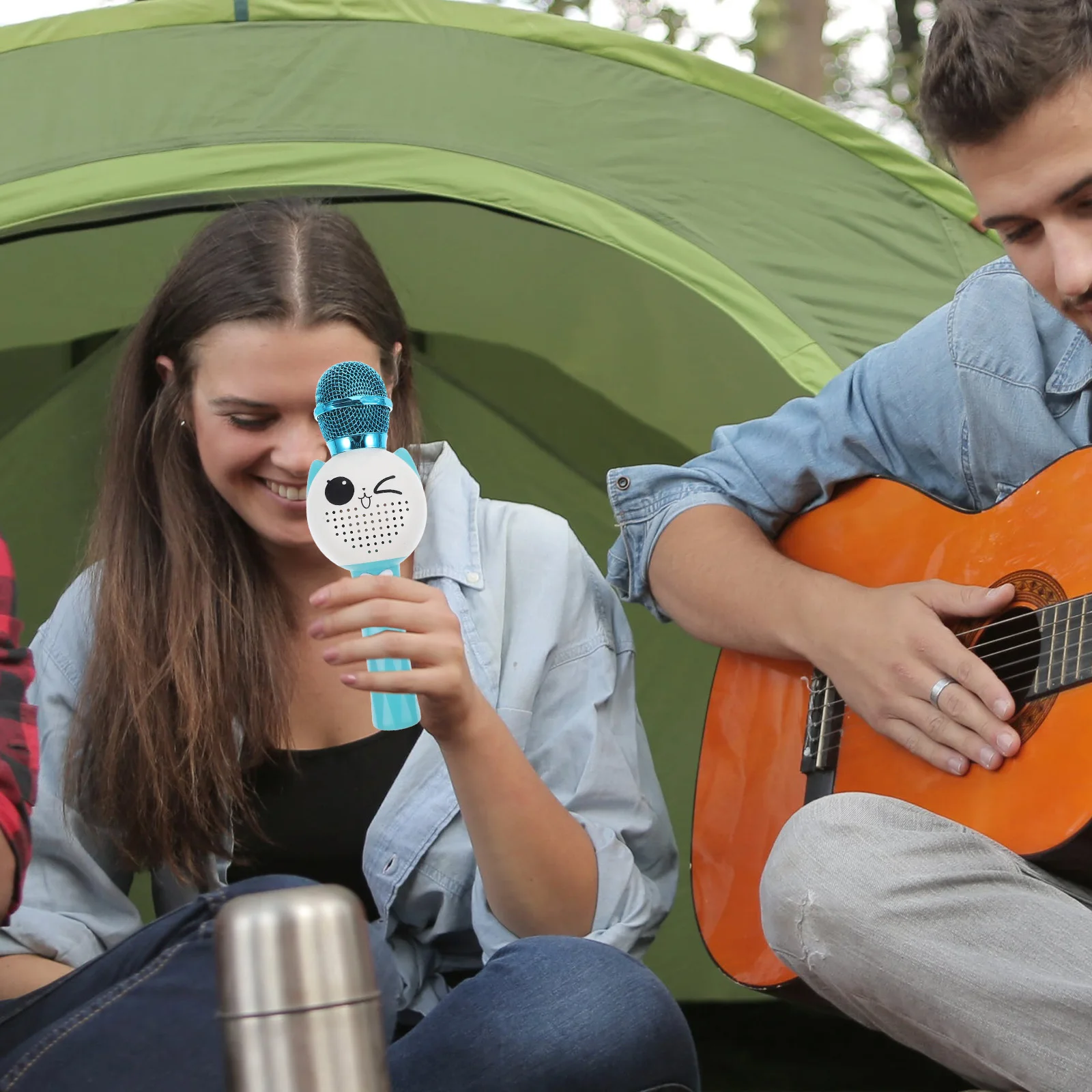 

1Set Electronic Microphone Kids Rechargeable Singing Plaything Durable Safe ABS Material Mic Plaything Sing Toy