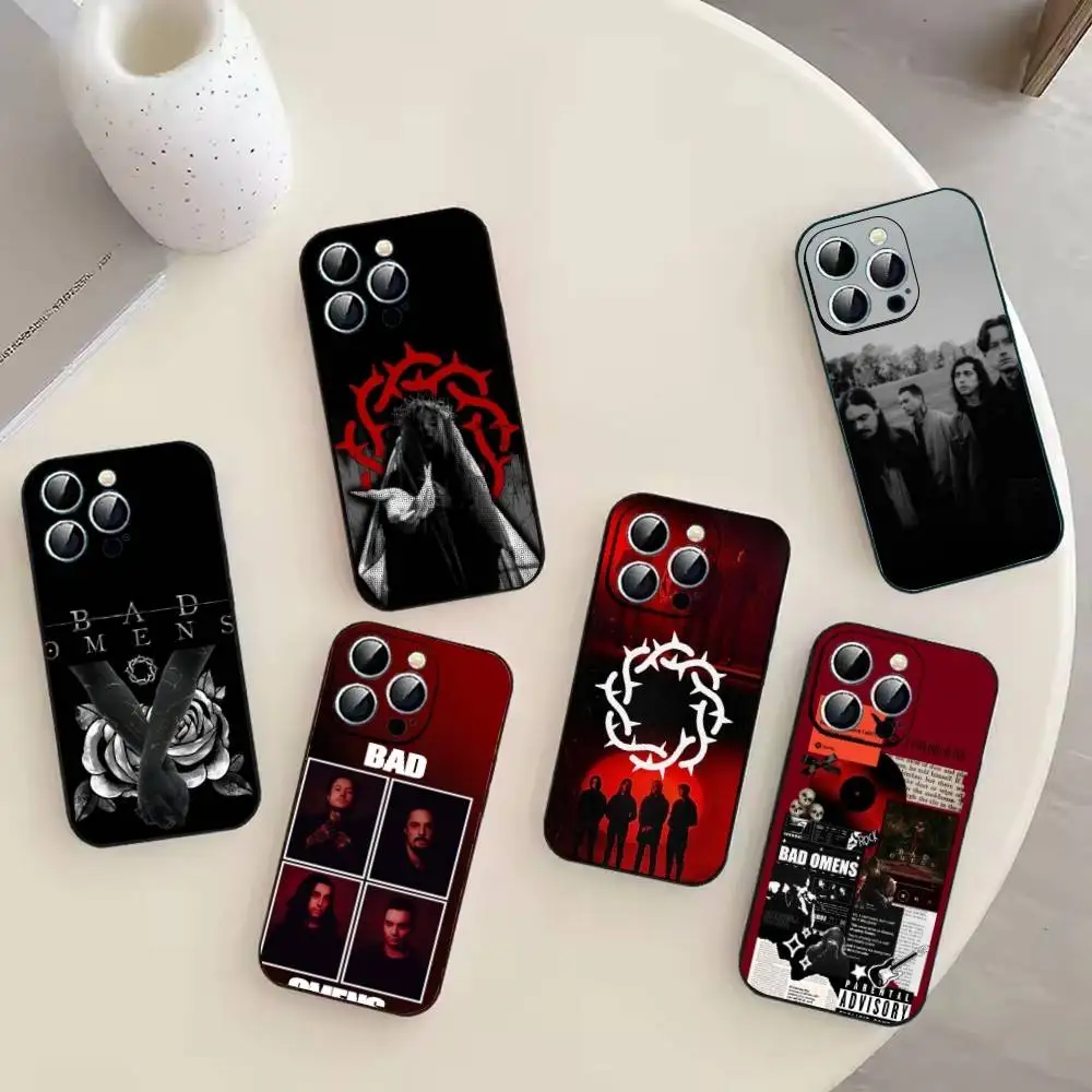 

B-Bad Omens Music Band Phone Case For iPhone 17,16,15,14,13,12,11 Plus,Pro Max,XS,Soft Silicone Black Cover