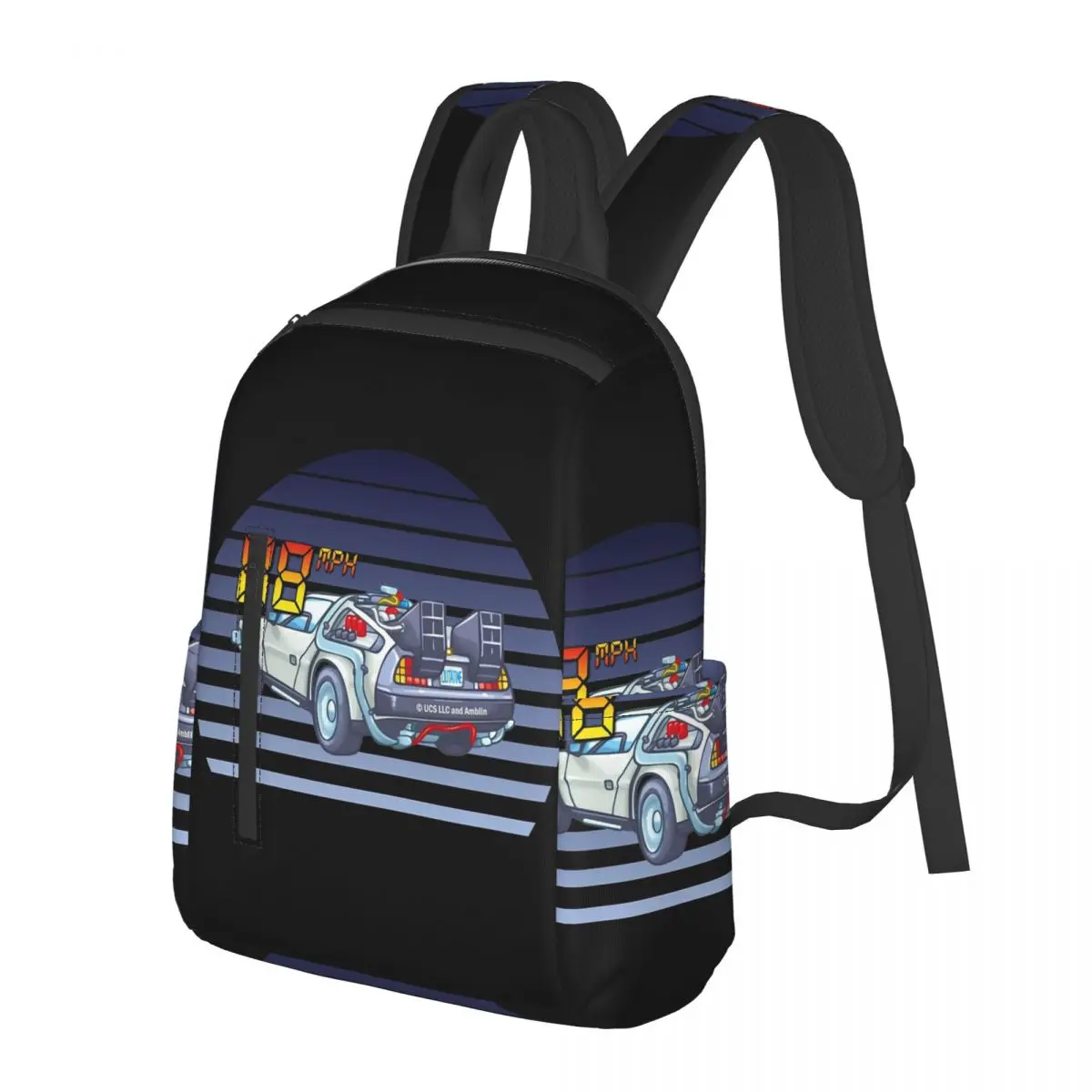 DeLorean Back To The Future Student Backpack School Bag Hiking Travel Daypack for Boys Girls Fashion Bookbag Shoulder Bags