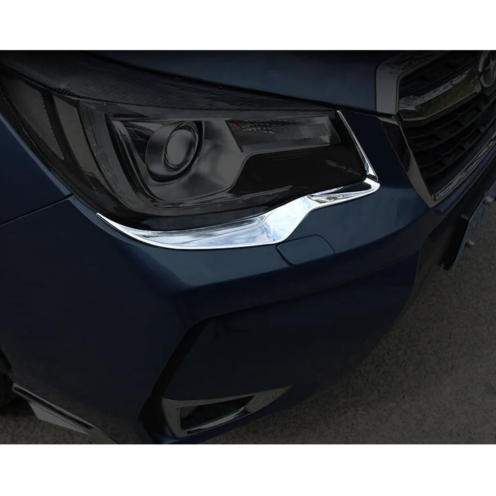 Car Styling Body Head Front Eyebrow/Trim For Subaru Forester 2013 2014 2015 2016 2017 2018 Light Lamp Frame Stick ABS Chrome