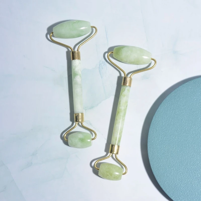 Massageador de rolo facial de jade, uma ferramenta perfeita para levantar e relaxar os olhos e o rosto, feita de maquiagem de jade Xiuyan