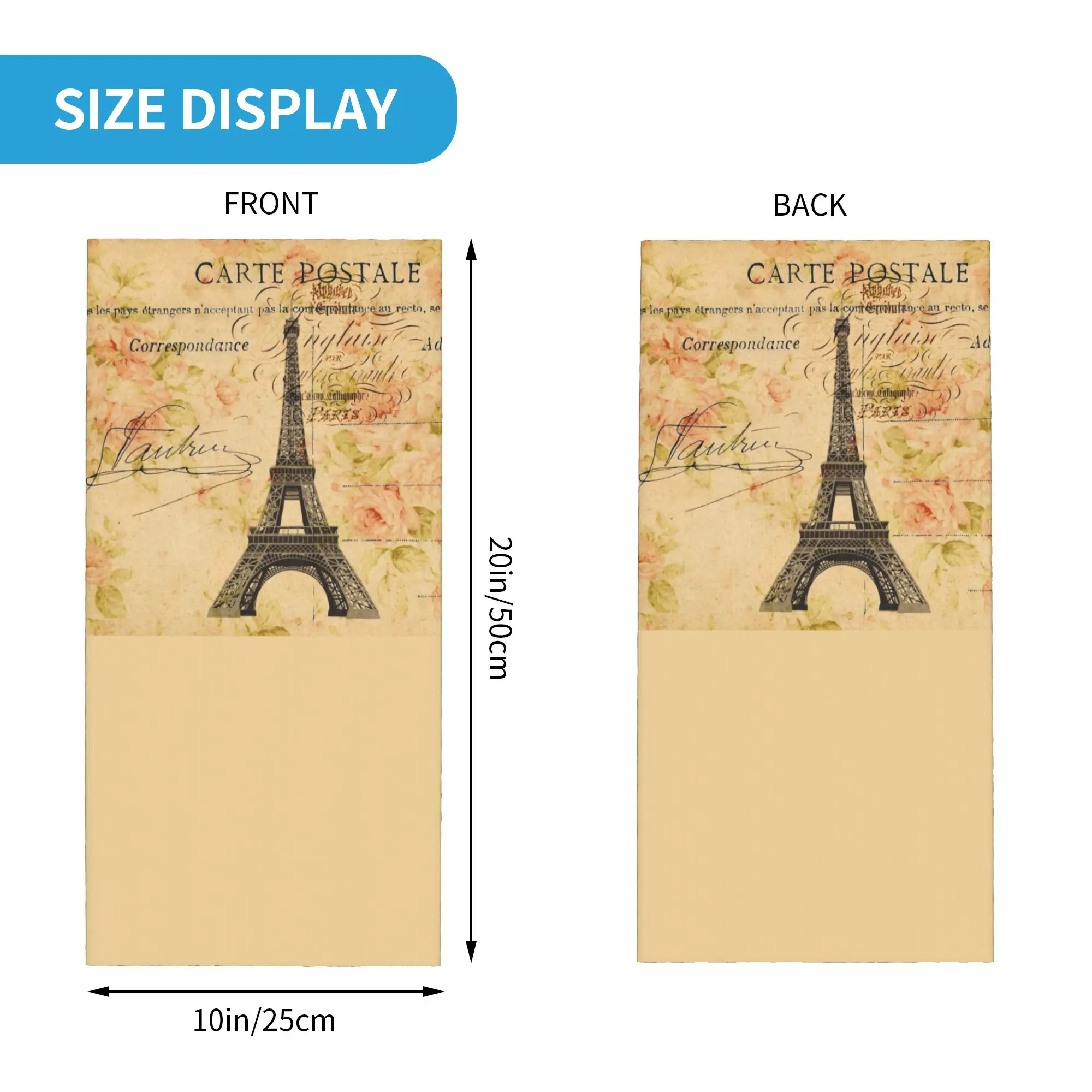 Custom Spring Garden Vintage Floral Paris Eiffel Tower Winter Headband Neck Warmer Men Women Ski Camping Tube Scarf  Face