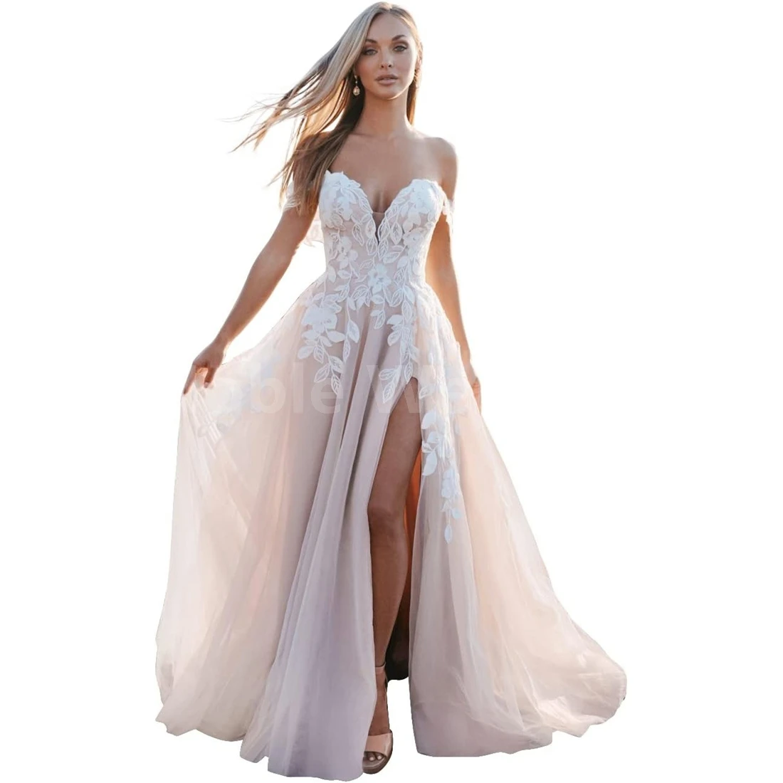 Vestidos de novia para mujer, vestidos de novia de encaje con abertura en forma de corazón sexys para novia personalizados