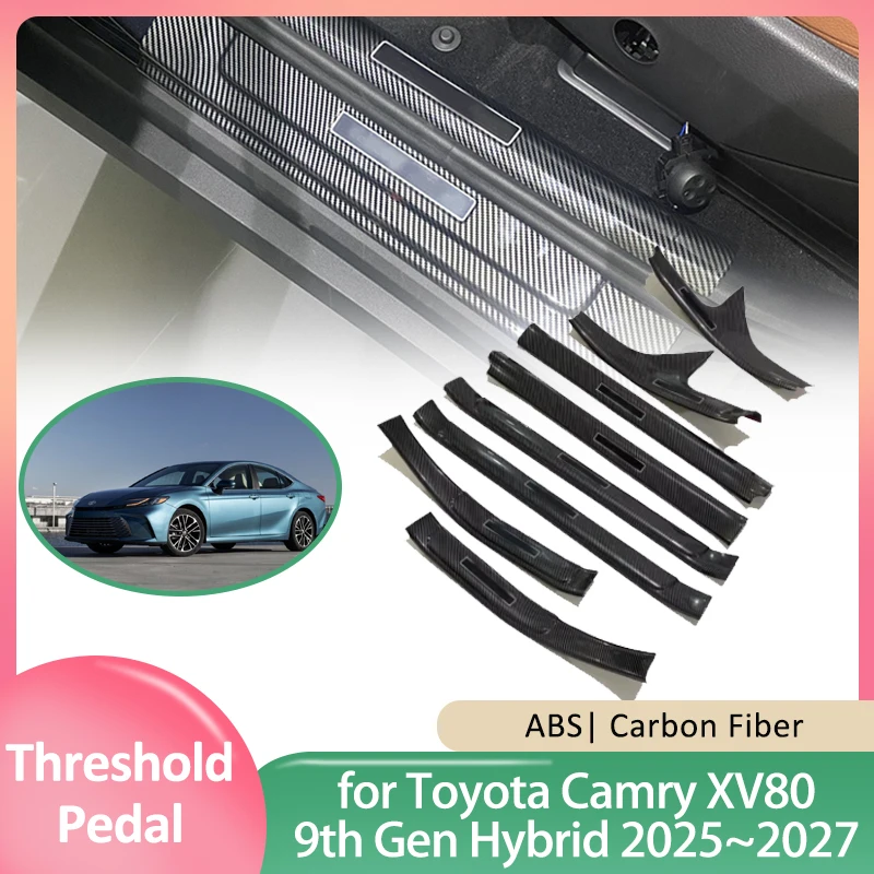 

Накладка на порог автомобиля для Toyota Camry XV80 9-го поколения Hybrid 2025 ~ 2027 Добро пожаловать, защита порога педали, наклейка, аксессуары