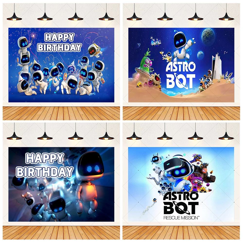 Hot Game Astro-Bot Theme Background Children Birthday Party Banner Decoration Supplies Baby Party Photo Shoot Props Boys Gifts