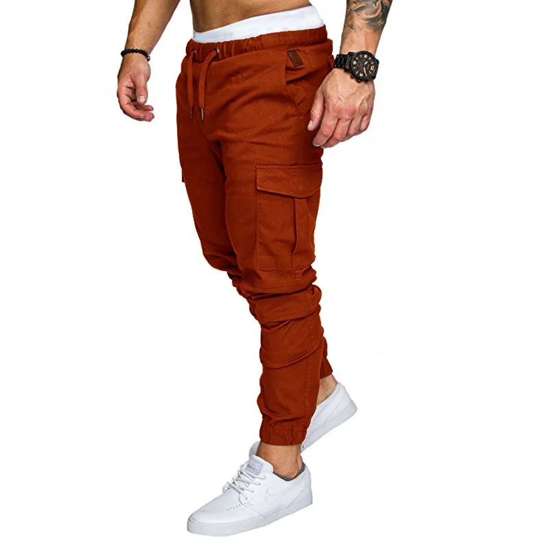 Y2K Autumn Fashion New Tide Casual Trousers Men's Small Feet Long Cargo Pants 10 Color Men Pencil Pants Multi-pocket Sweatpants