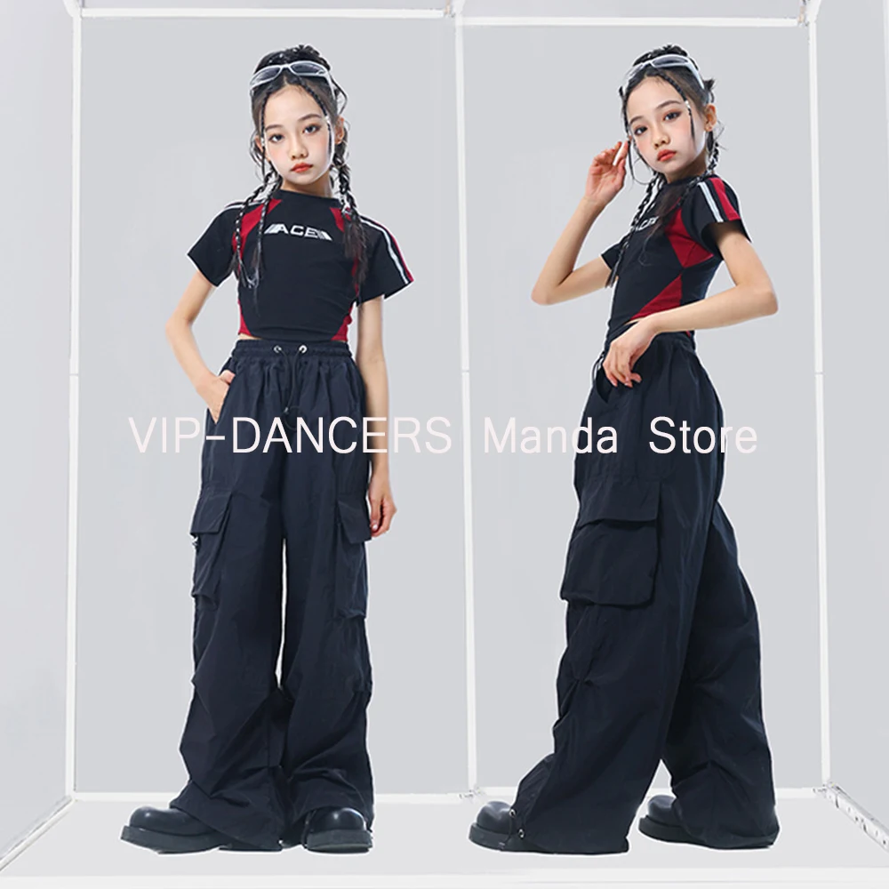 Meisjes Tops Cargo Broek Zomer Jazz Dance Kostuum Kinderen Hip Hop Kleding Kpop Podium Pak Urban Dance Girl Kleding Nieuwe Vdl598