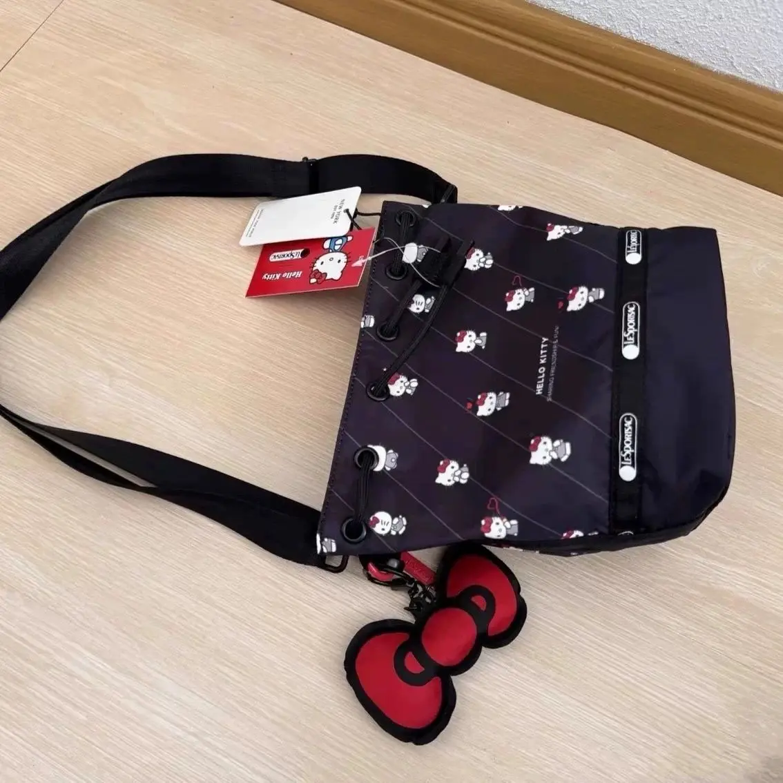 귀여운 활 고양이 만화 Hellokitty 여성용 가방 크로스 바디 백 통근 배낭 캐주얼 원 숄더 핸드백