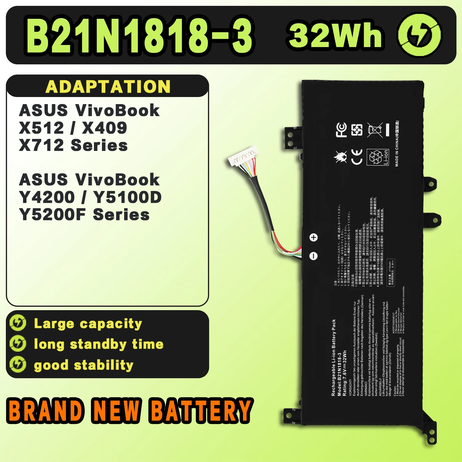 SAT B21N1818-3 New Laptop Batteries Replacement For ASUS VivoBook 14 X509 X409 X545 Y5200F Y5200FB FL8700 FL8700F X409F X409FB