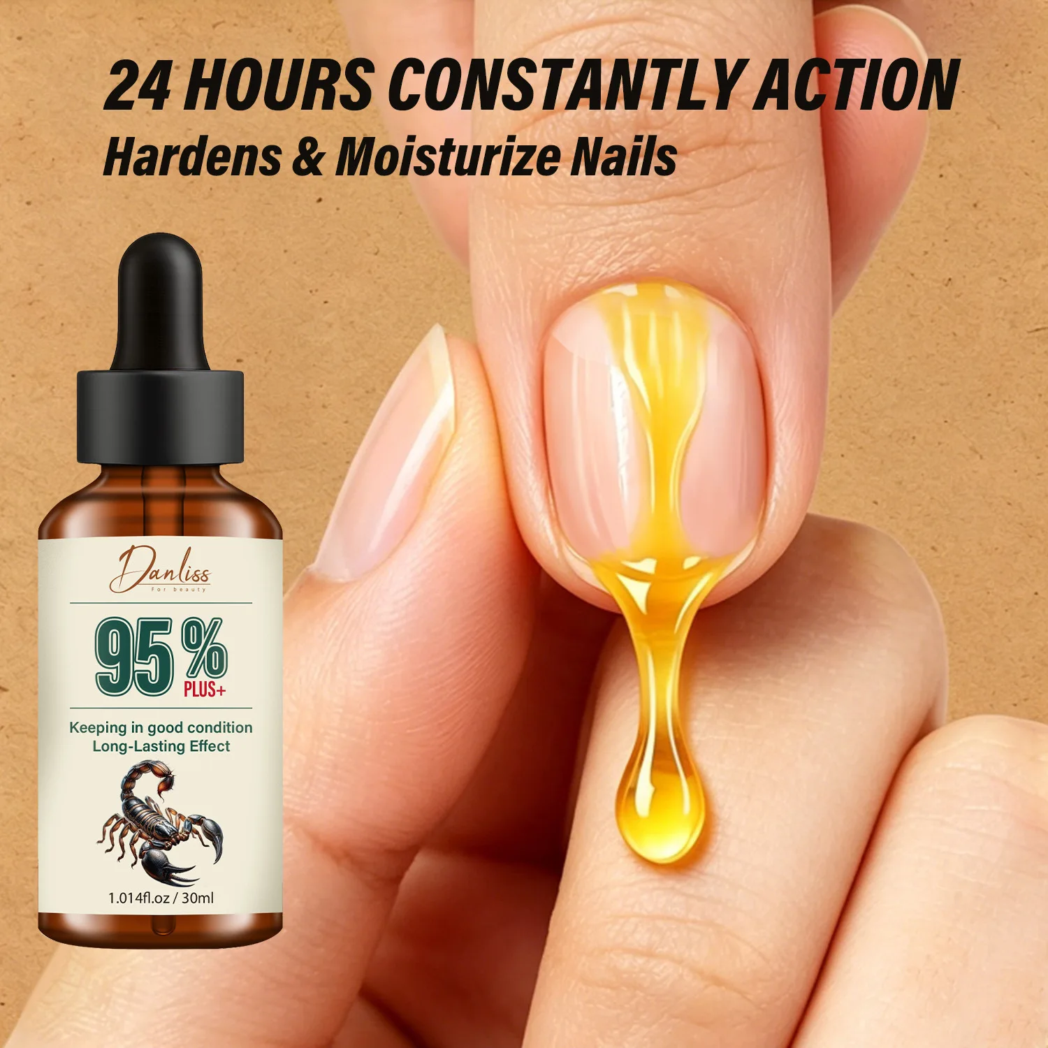 95% Plus+ Scorpion Venom Nail Care Serum -Strengthening Treatment with Jojoba, Sweet Almond Oil & Vitamin E. view 4