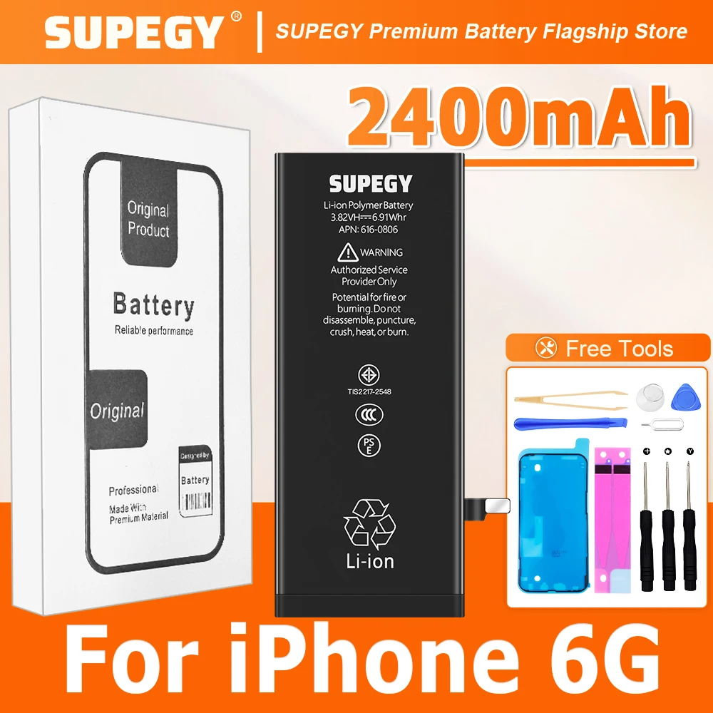 

Новая батарея для iPhone 6G, 2400 мАч, высокая емкость, быстрая доставка, модель 2026 года