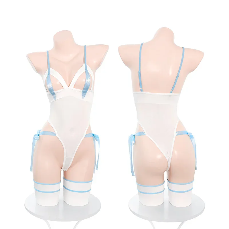 2025 nova moda verão exótica roupas femininas orelha de gato cauda decoração doce e bonito estilo menina role play macacão apertado