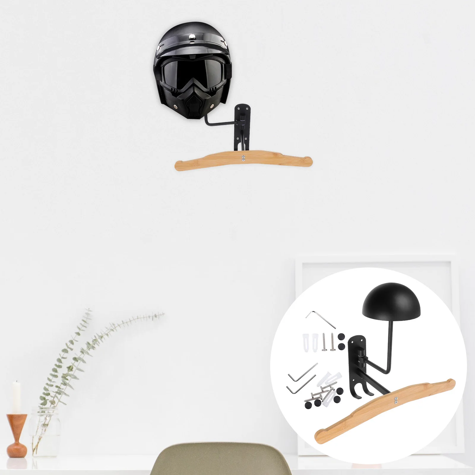 

Motorcycle Rack Wall Mount Wood Iron Sturdy Space Saving Organizer Hooks Motorcycle Gear Storage Stand Coat Hanger Rack