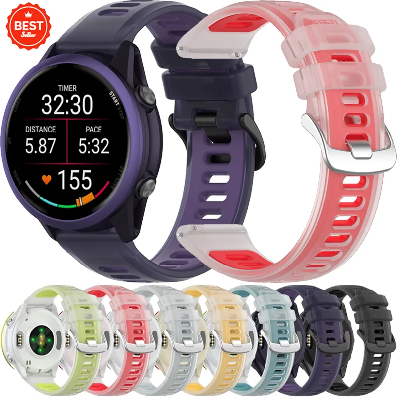 Jelly Color Silicone Strap For Garmin Forerunner 570/970/55 Semi-Transparent Two-Tone Band ForVivoactive/Active 6 5 Approach S50
