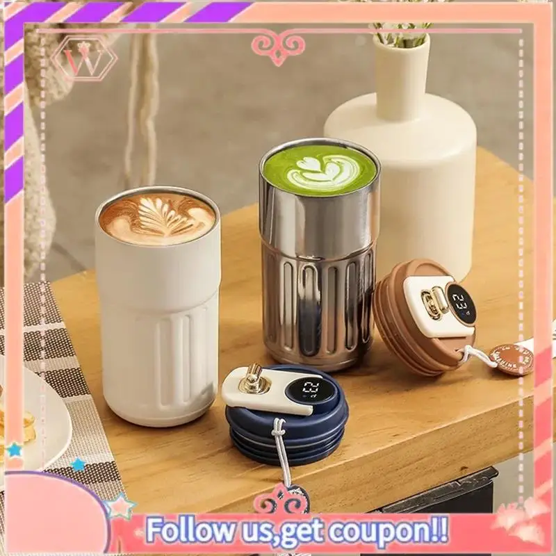 Botella termo mejorada de 450Ml, pantalla inteligente de temperatura, taza de vacío de acero inoxidable 316, taza de café para oficina
