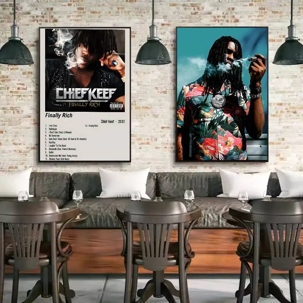 Affiche de rappeur Hip Hop américain C-Chief KeefS, art HD, mur collant, imperméable, décoration esthétique pour la maison, le salon, le bar et le bureau