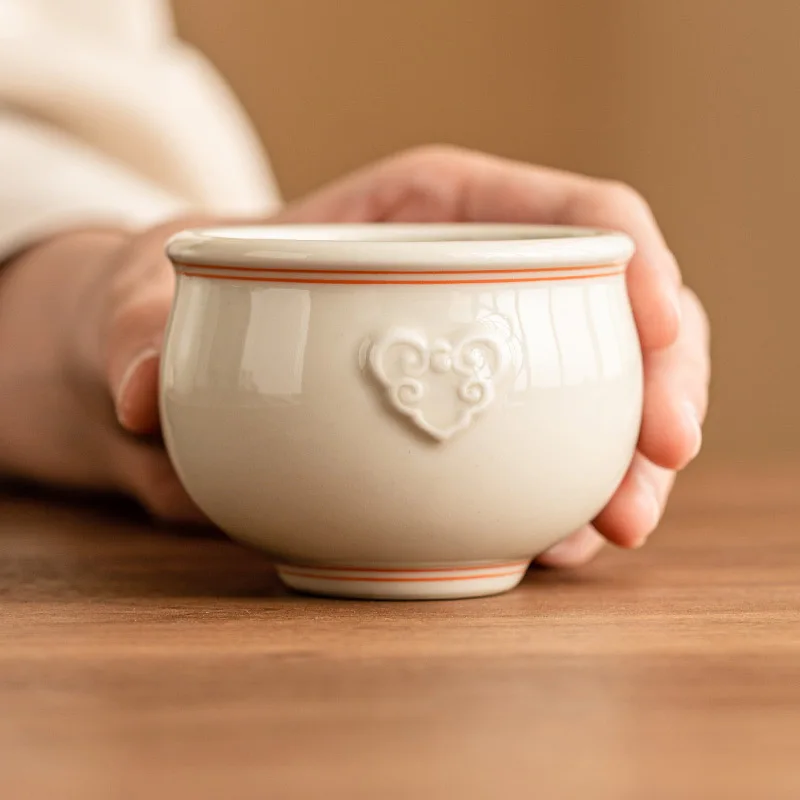 

Hand-painted Ruyi Jar Cup Large Capacity Ceramic Master Cups Chinese Kung Fu Tea Set Tasting Teacups Household Teaware Drinkware