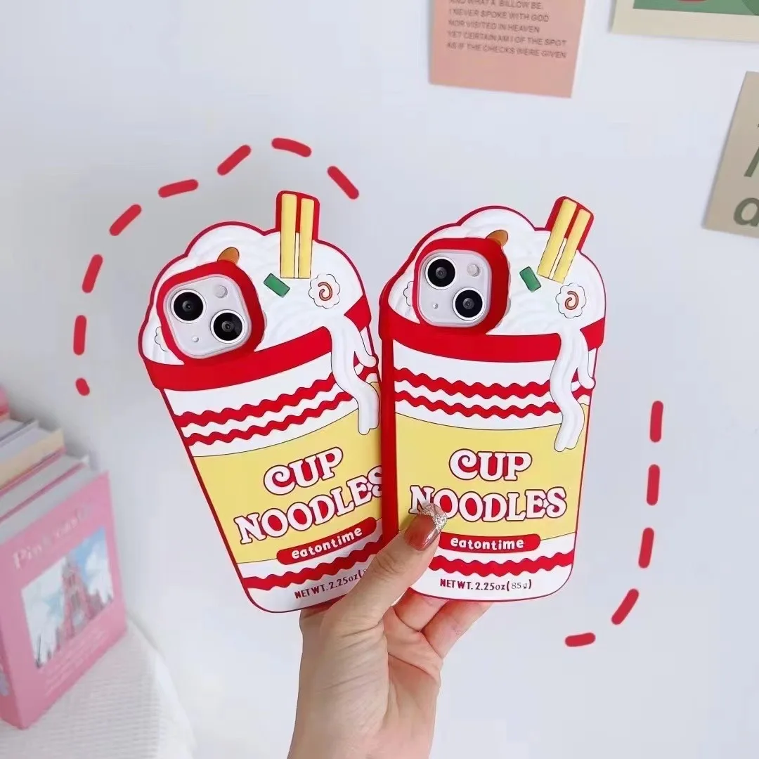 Modische, lustige 3D-Cup-Noodles-Hülle für iPhone 15 14 13 12 11 Pro X XS Max XR 7 8 6 6S Plus SE 2020 2022, weiche Silikonhülle – Detail 2