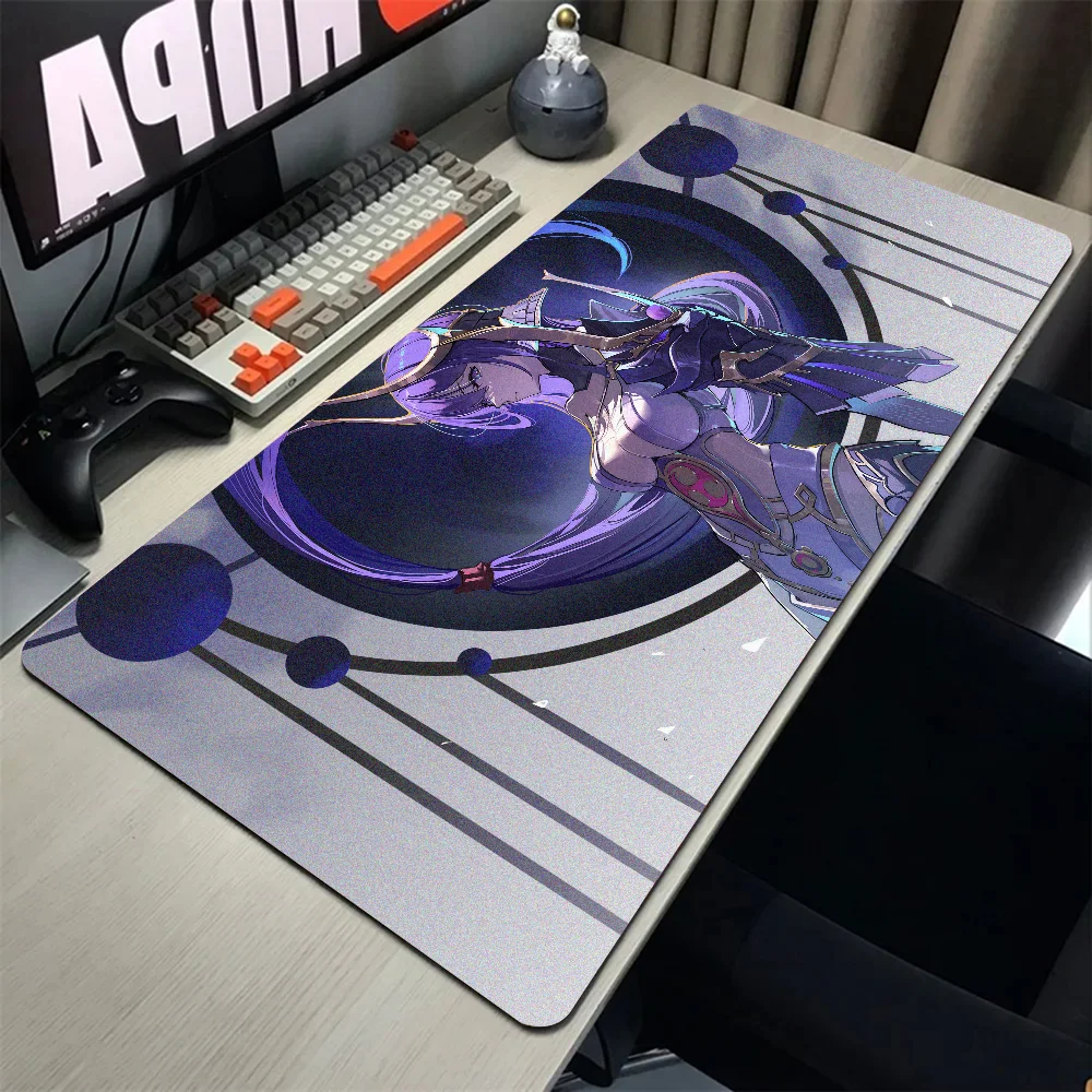 Raiden Shogun-alfombrilla de ratón Genshin Impact, alfombrilla de escritorio con accesorios para juegos, alfombrilla de teclado Prime Gaming XXL