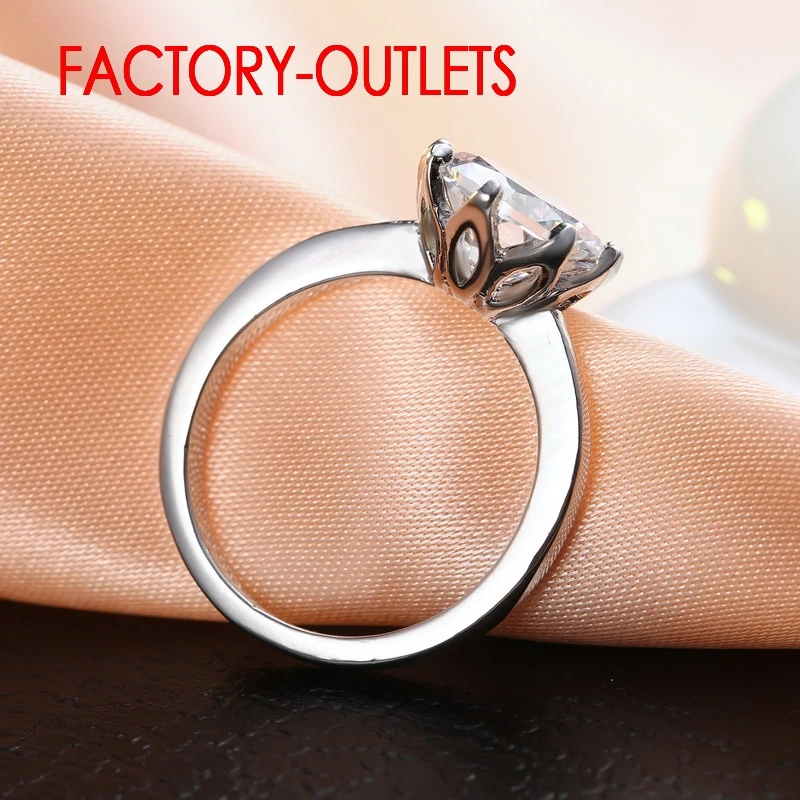 Genuine 925 Sterling Silver Engagement Ring Romantic Fashion Jewelry Cubic Zirconia Prong Setting Women Girls  Wholesale