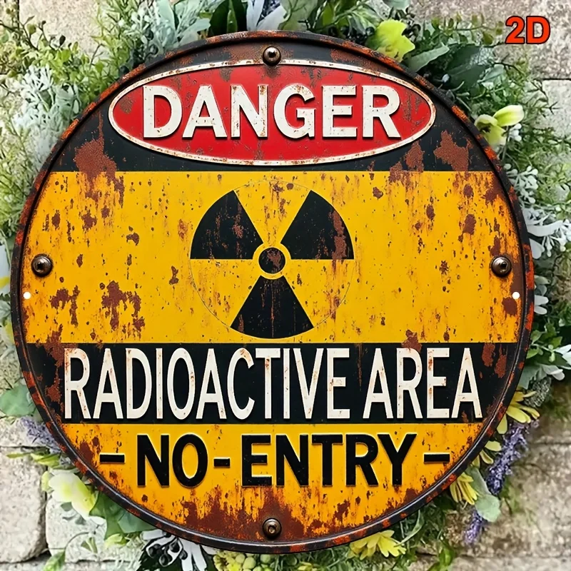 2D Flat - This Is a 2D Flat, Single Piece Round Aluminum Sign Measuring 20.32X20.32 Inches, Featuring a Vintage Industrial Radia