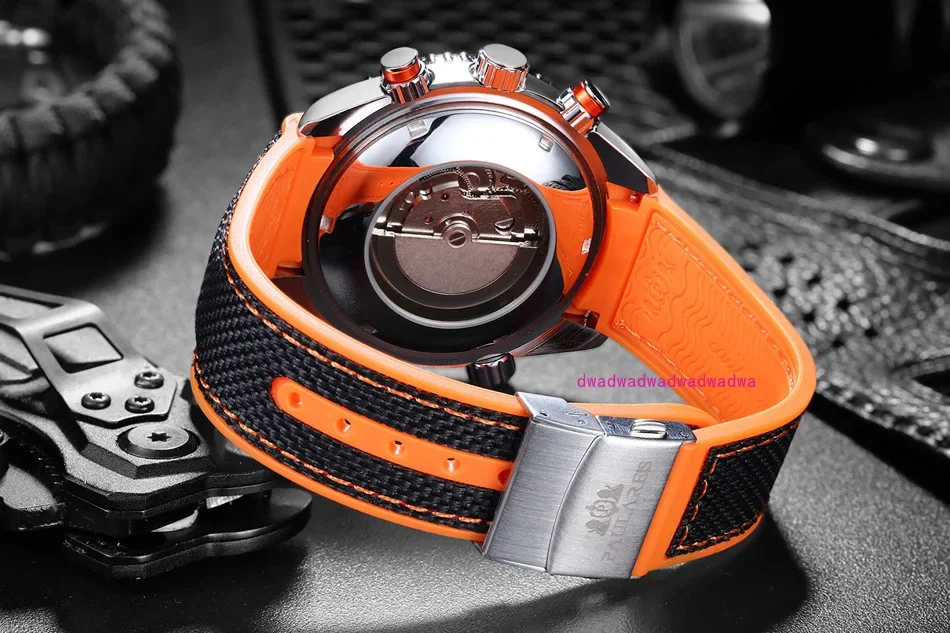 Fully automatic mechanical luminous canvas rubber belt multi-functional men's watch