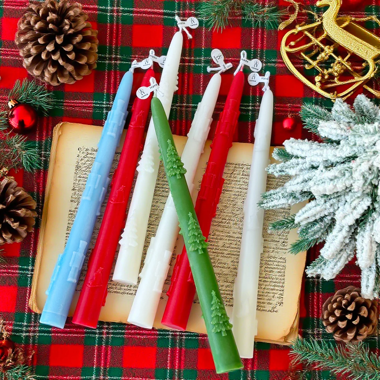 Christmas Long Rod Candle Mold Relief Christmas Tree Skates Soldier Aroma Candle Silicone Mould Long Pole Candle Making Supplies