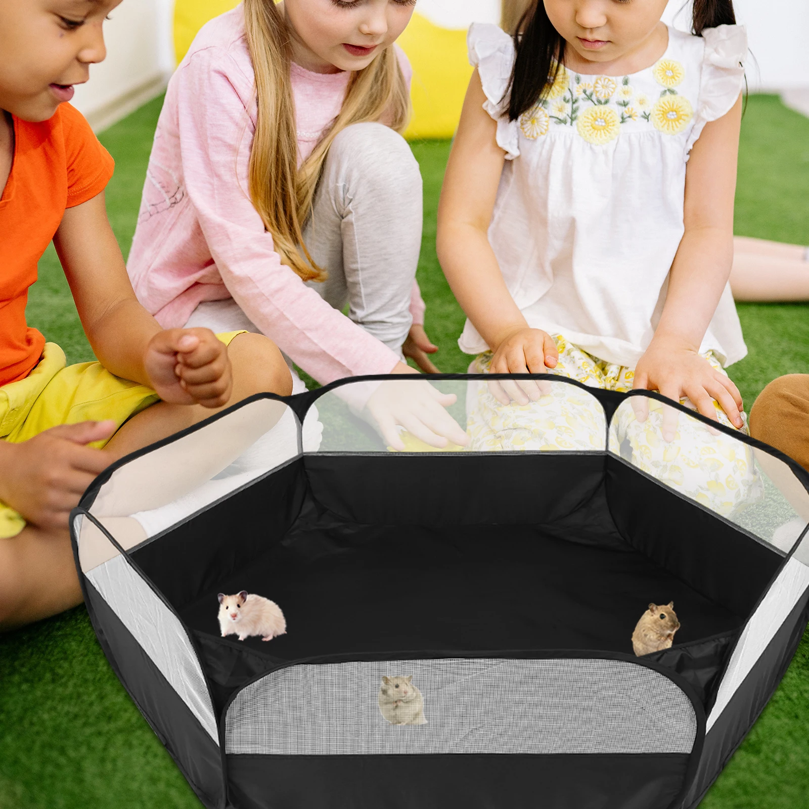 Parque infantil plegable de nailon para mascotas, jaula para animales pequeños, valla para hámster, Chinchilla, conejillo de indias, parque infantil duradero, seguro, uso interior y exterior