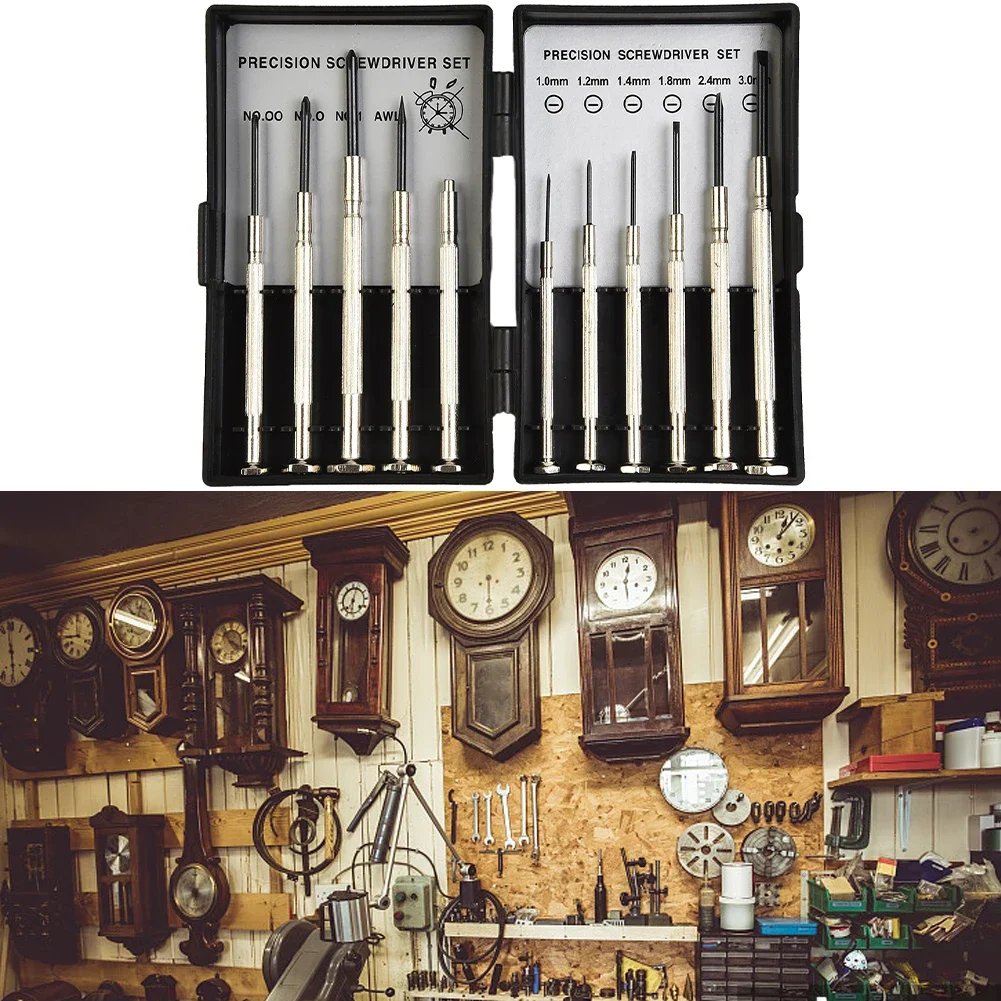 Reparatie Tool Schroevendraaierset Horloge Reparatie Chroom Vanadium Stalen Behuizing Precisie Pro Gesleufde Kruisschroevendraaiers