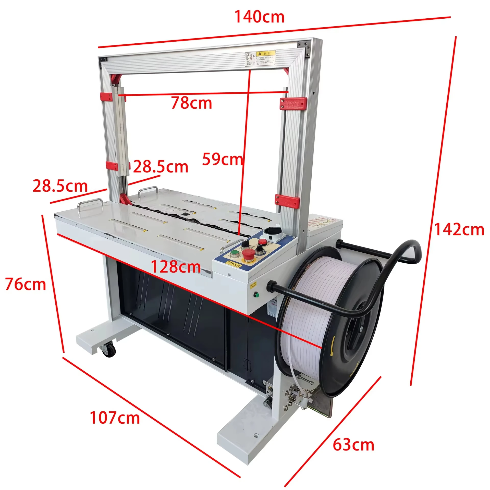 110V/220V Full Automatic Strapping Packing desktop packaging Machine with Emergency Stop for PP Belt Carton Box Packaging