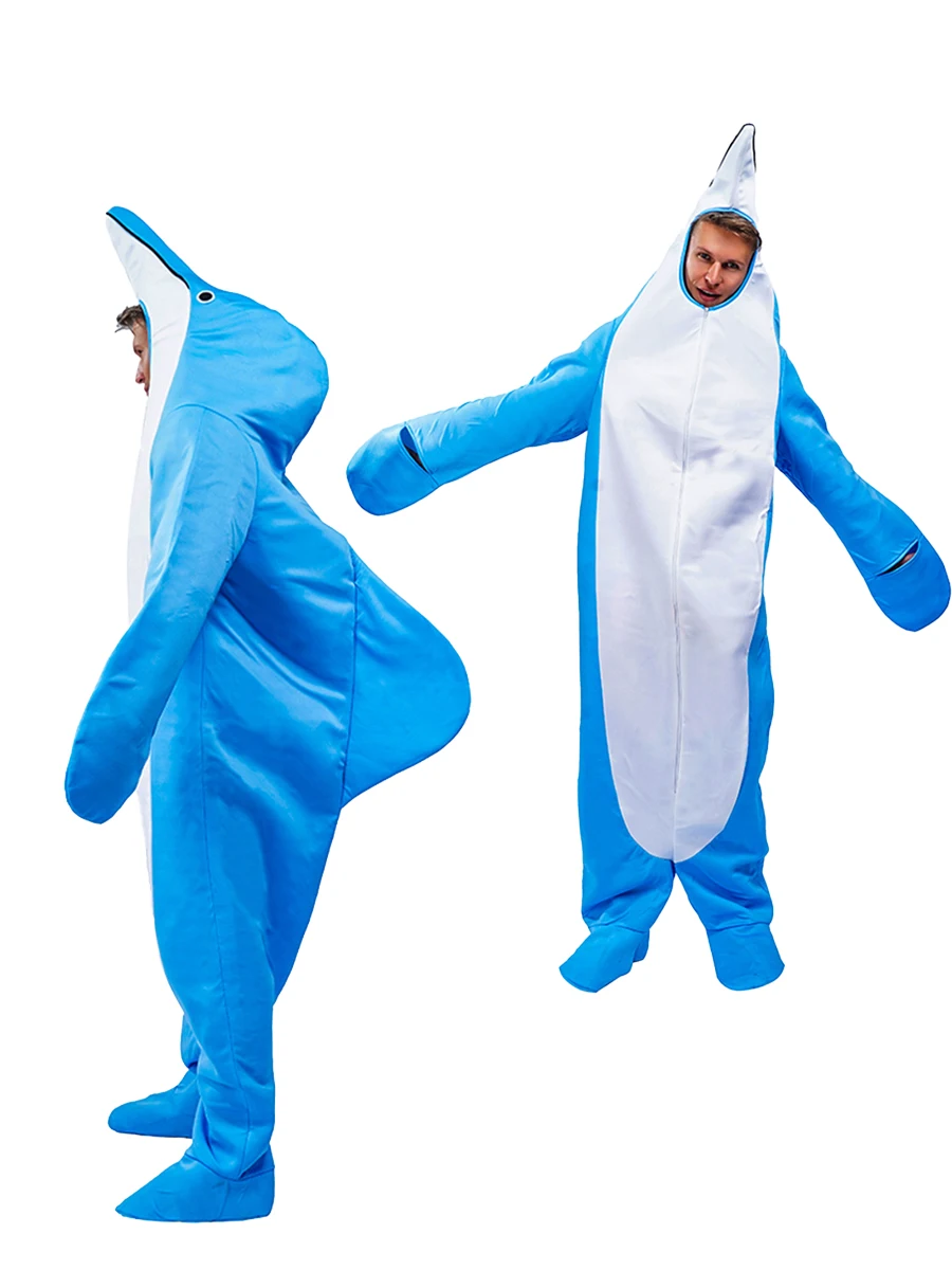 

Adult Unisex Fun Shark Jumpsuit Costume, Halloween Carnival Cosplay Stage Performance Makeup Ball Party Costume