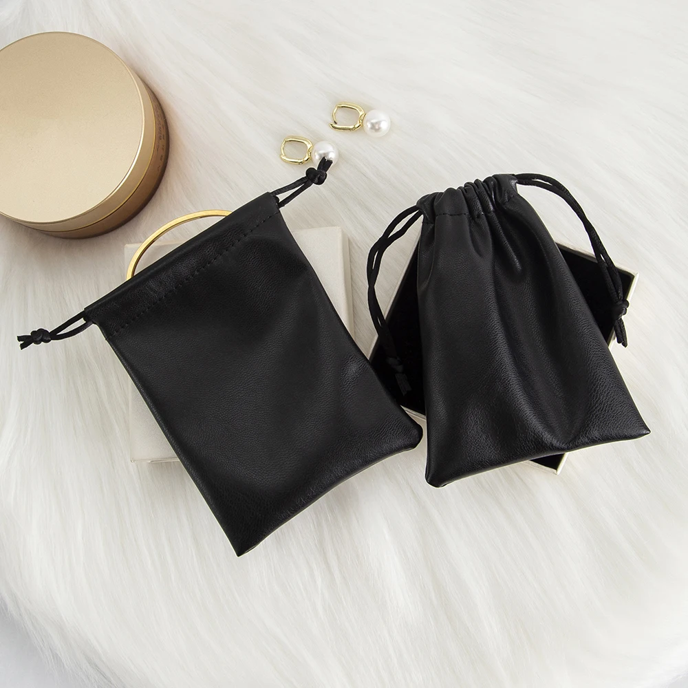 5pack PU Leather Jewelry Pouch with Drawstring Wedding Package Gift Bag for Candy Earring Ear Studs Bracelet Necklace Pendant