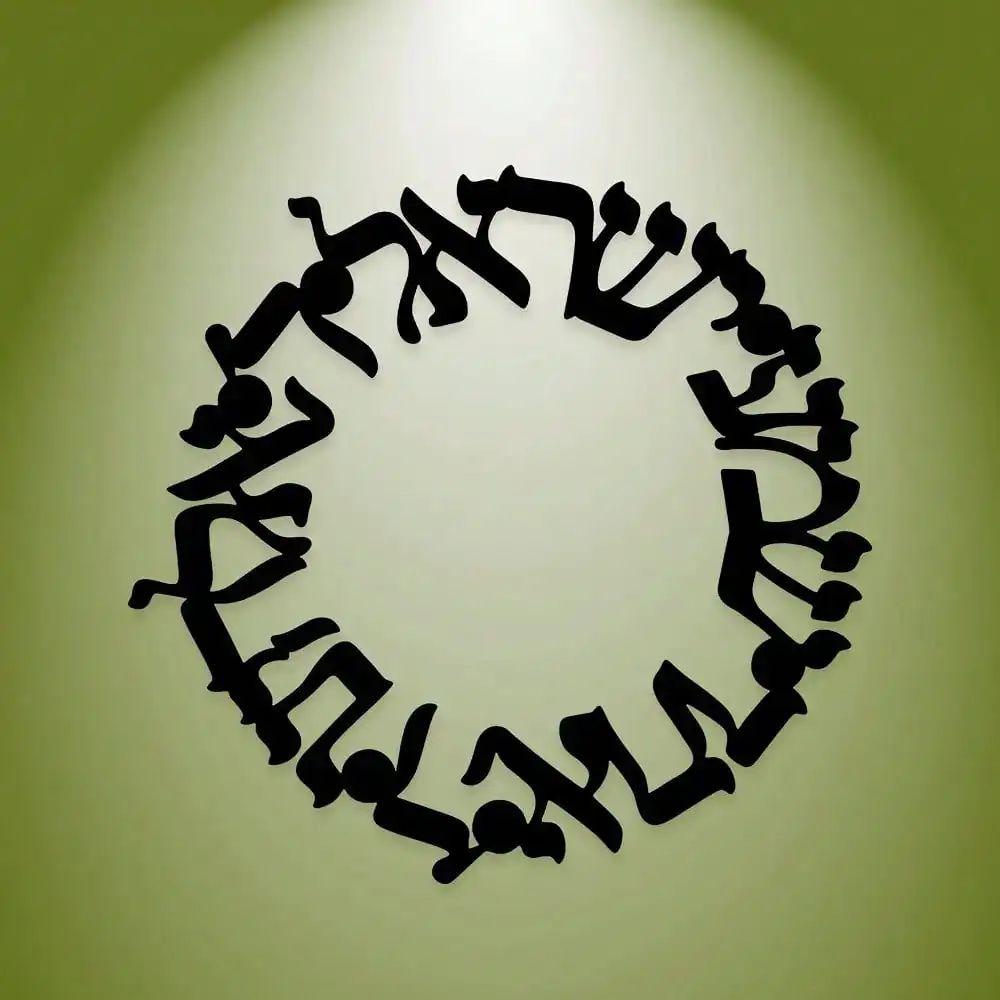 Vintage Cast Iron Menorah Wall Art,2D Flat Laser‑Cut Silhouette,Black Geometric Prayer‑Theme Iron Wall Mural