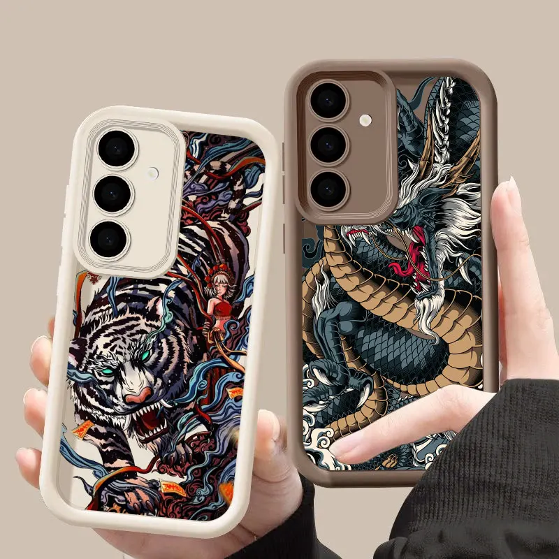 Fashion Tiger Dragon Phoenix Pattern S26 Ultra Case For Samsung Galaxy S26 S25 S24 S22 S23 Ultra S21 Plus S20 S25 FE Soft Cover