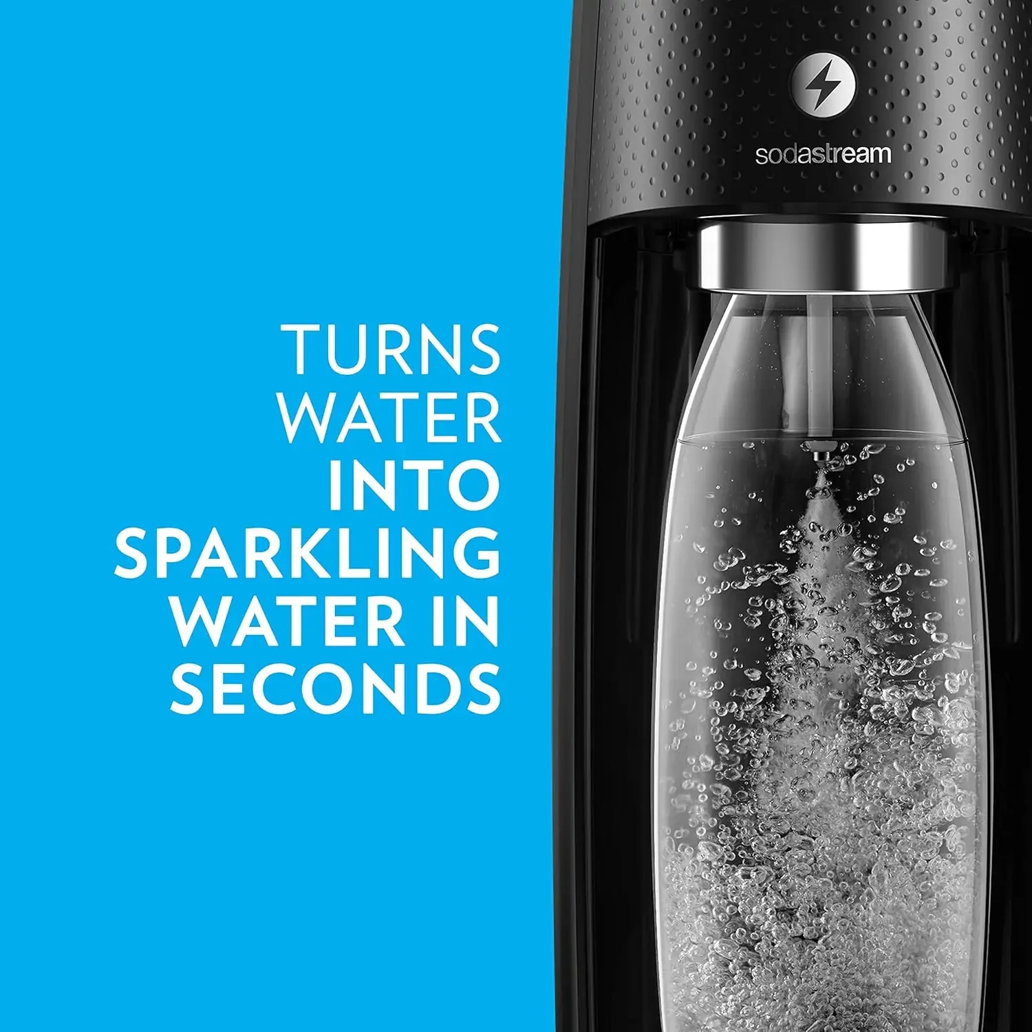 One Touch Electric Sparkling Water Maker Bundle (Black) with  free Bottles, and 0 Calorie Fruit Drops Flavors