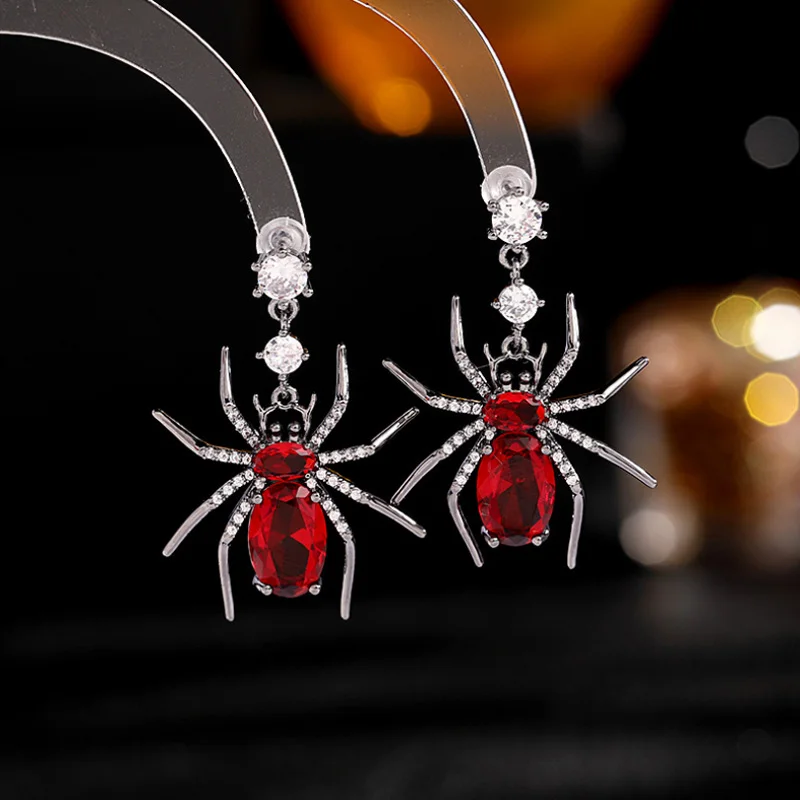 

Bobokiki Jewelry Fashion Spider Titanium Steel micro-Inlaid AAA Zircon Tremella Needle Luxury Insect Earrings