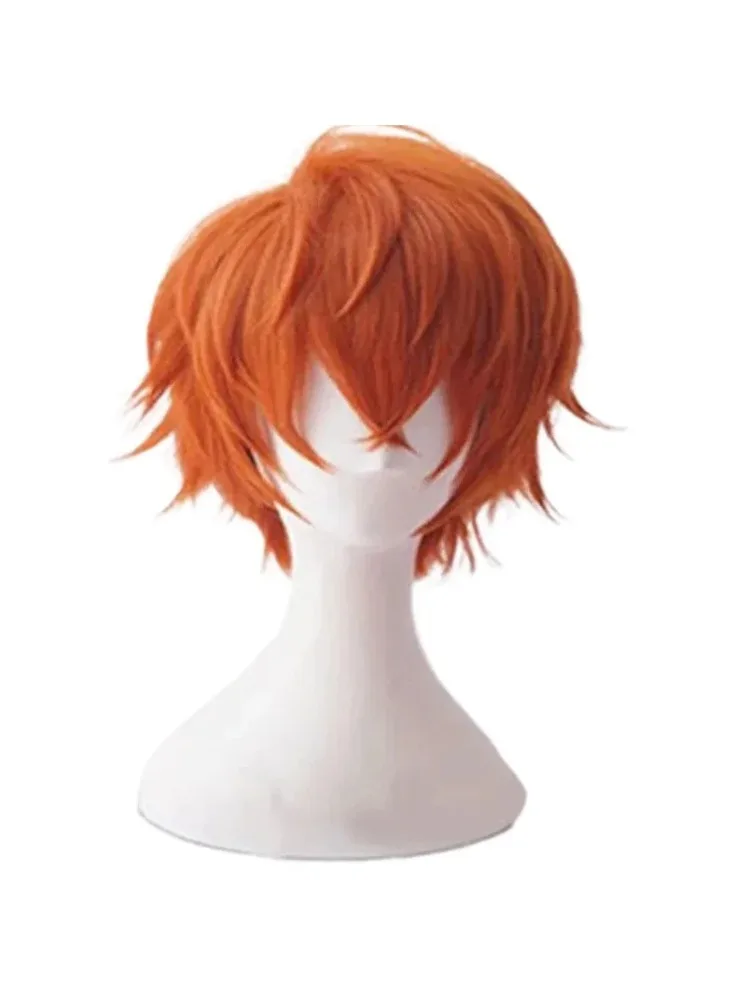 Anime Mystic Messenger 707 Cosplay Synthetische Perücke Kurze Rot-Orange Hitzebeständige Haare Cosplay Perücken