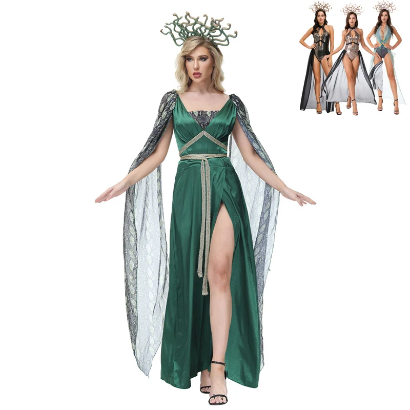 

Carnival Halloween Sexy Lady Multiple Medusa Costume Ancient Greek Myth One Piece Roleplay Cosplay Fancy Party Dress