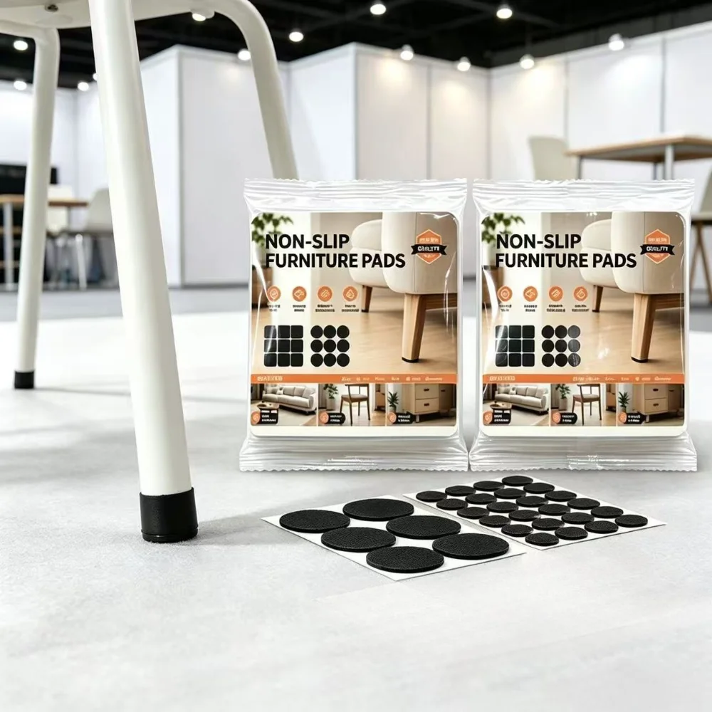 270Pcs Non-Slip EVA Table & Chair Leg Protectors, Self-Adhesive Noise Reduction Pads, Quick Replace for Trade Show, Conference