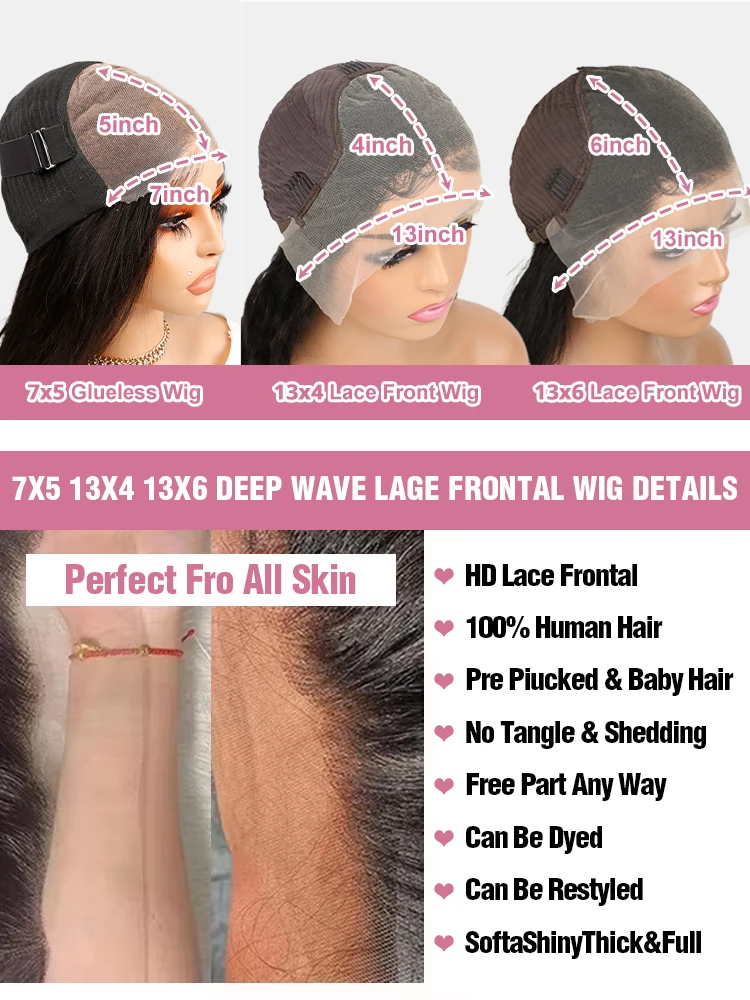 40 46 بوصة موجة عميقة 13x4 13x6 HD الدانتيل الجبهة باروكة من شعر طبيعي 300% المياه مجعد الدانتيل الباروكات الأمامية ارتداء الذهاب 7x5 شعر مستعار بدون صمغ للنساء