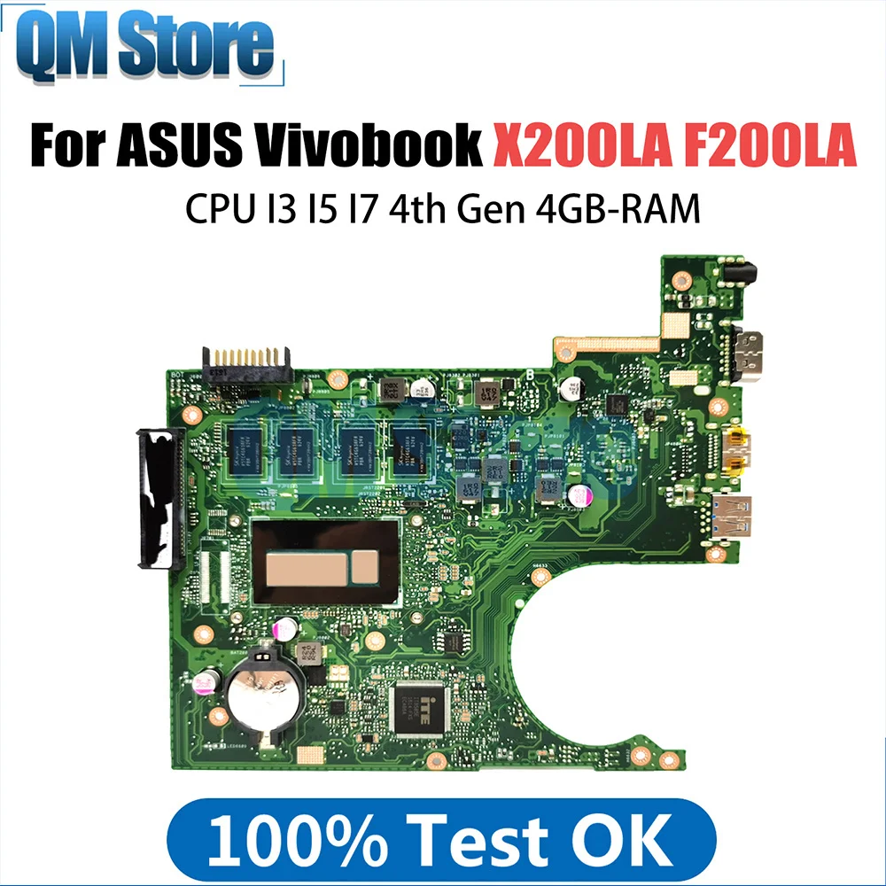 

X200LA Mainboard For ASUS Vivobook F F200LA X200L F200L Laptop Motherboard CPU I3 I5 I7 4th Gen 4GB-RAM LVDS OR EDP