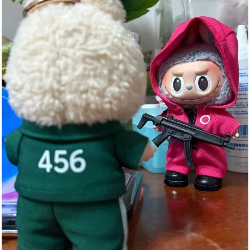 Ropa de muñeca de la serie de juegos de mariscos para Labubu, ropa de muñeca de 15 y 17CM, traje de equipo de asalto DIY, accesorios de traje de la serie de Drama coreano