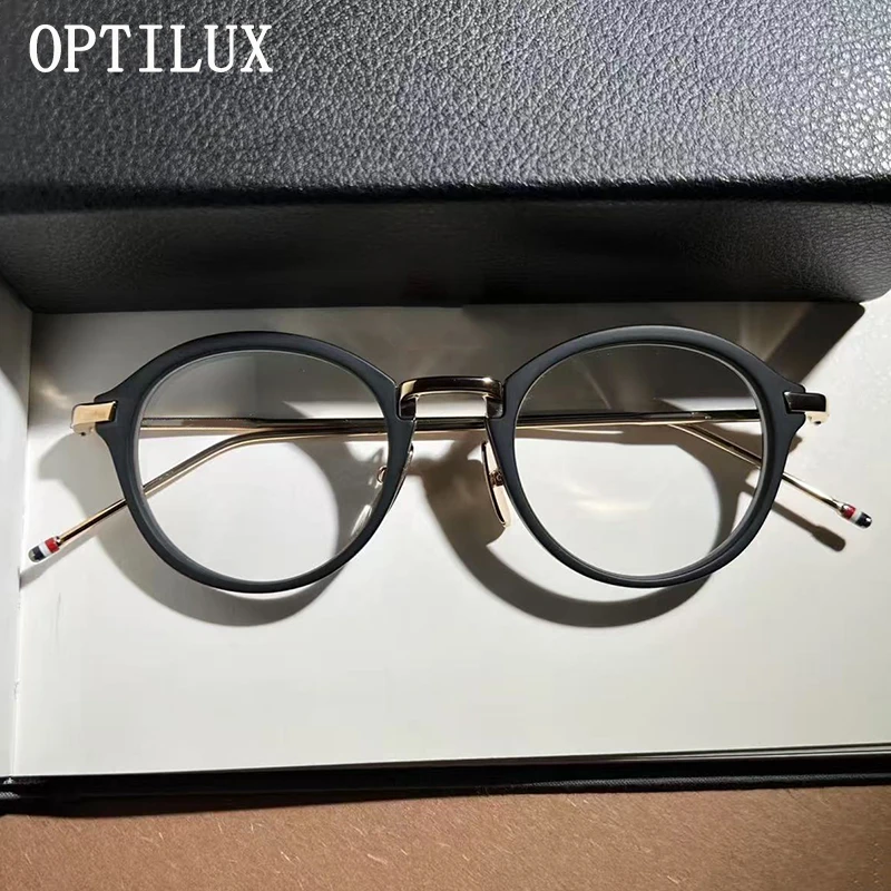 

New York TB011 Round Glasses Frame Luxury Timeless Style Super Light Spectacle Frame Minimalism Retro Versatile Eyeglasses Women