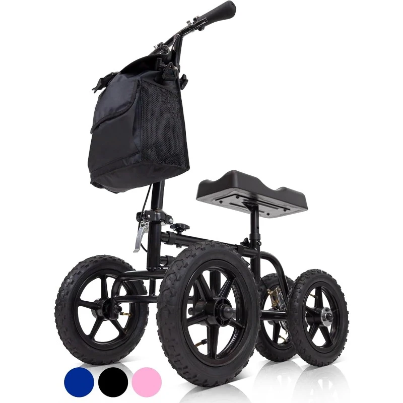 All Terrain Knee Scooter Walker for Foot Injuries - Adult Broken Leg Crutch Cart Roller for Surgery, Broken Foot, Ankle Injury