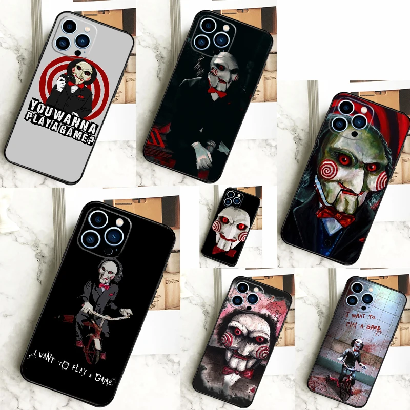 Saw Jigsaw Puppet Case For iPhone 16 15 14 13 12 11 Pro Max X XR XS 7 8 Plus 12 13 Mini Bumper Cover