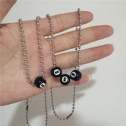 Kpop Fashion Vintage Black 8 Billiard Ball Pendant Beads Necklace For Women Men Hip Pop Punk Grunge Jewelry Y2k 90s Accessories