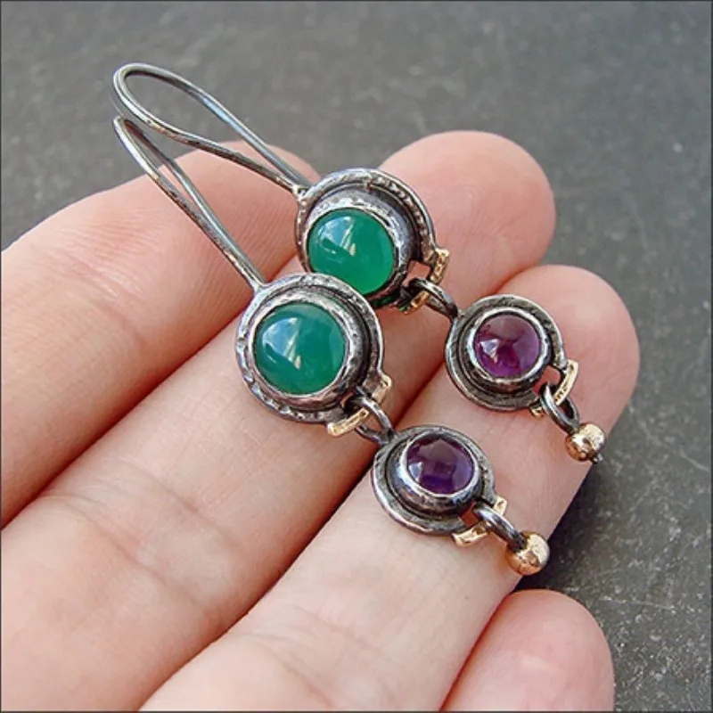 

Vintage Jewelry Green Stone Hook Earrings Women Wedding Engagement Earrings