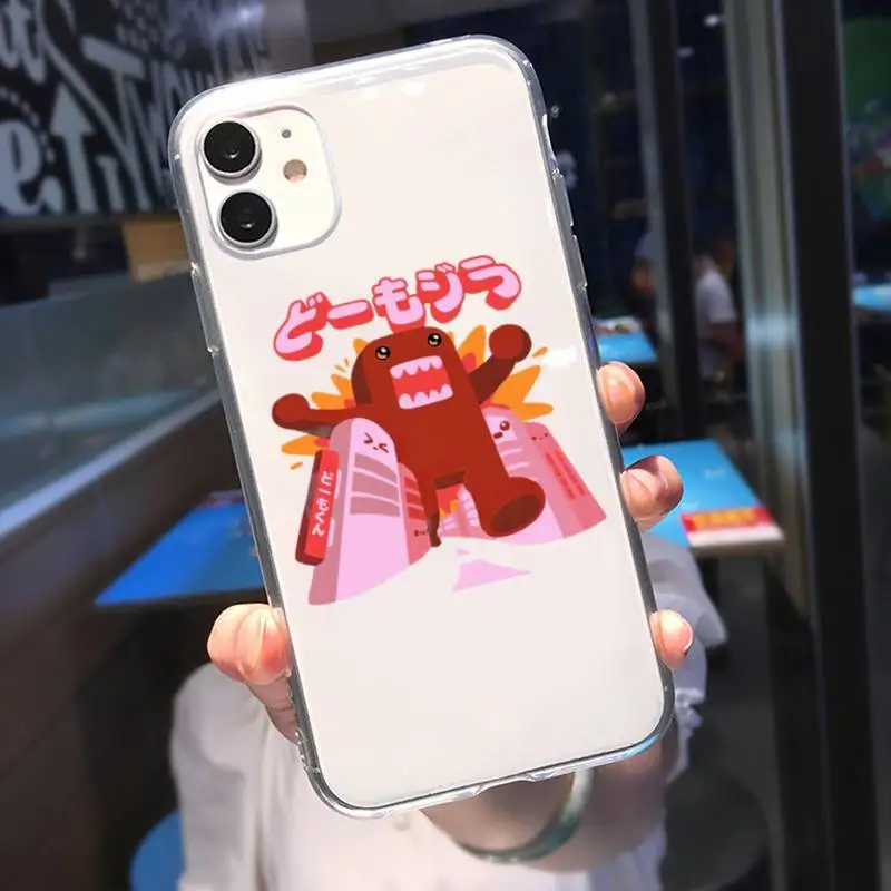 Cute Domo kun Phone Case For iPhone 11 12 Mini 13 14 Pro XS Max X 8 7 6s Plus 5 SE XR Transparent Shell